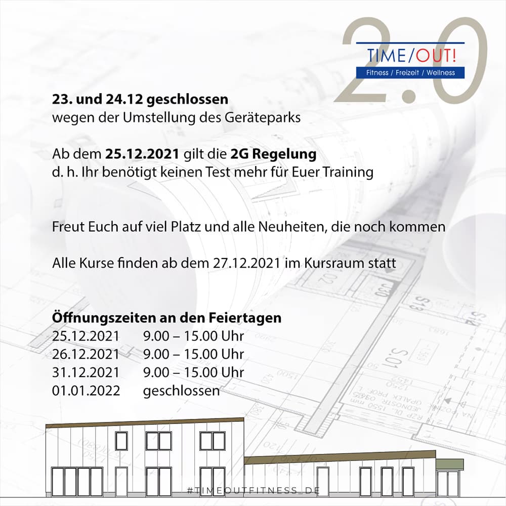 Neuer Trainingsraum und Kursraum ab 25.12.2021