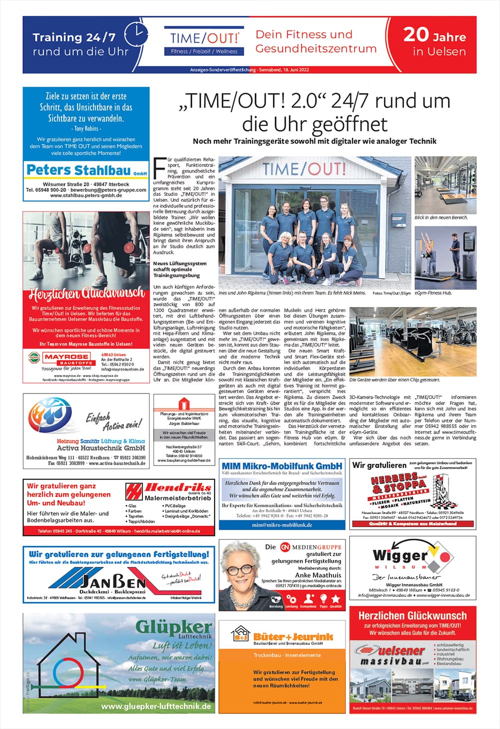 „TIME/OUT! 2.0“ 24/7 rund um die Uhr geöffnet